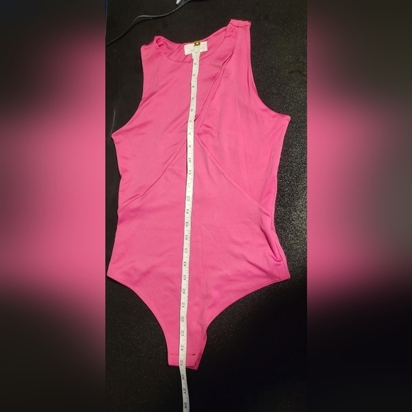 Live in the Moment Pink High Neck Thong Bodysuit with Cutout - Size S - Picture 10 of 12